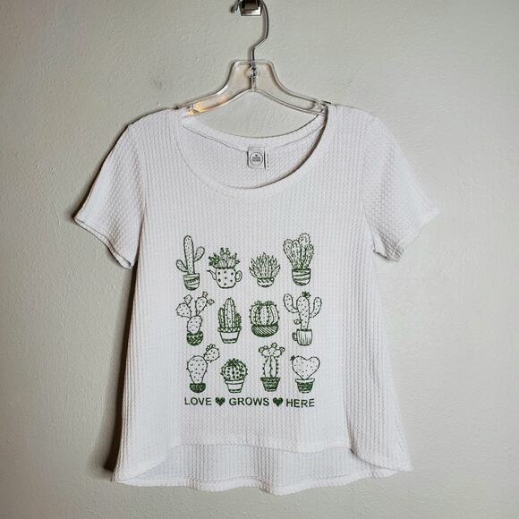 Paper Crane Waffle Knit Cactus Short Sleeve Graphic T-Shirt XS Gardener Plants - Picture 1 of 9